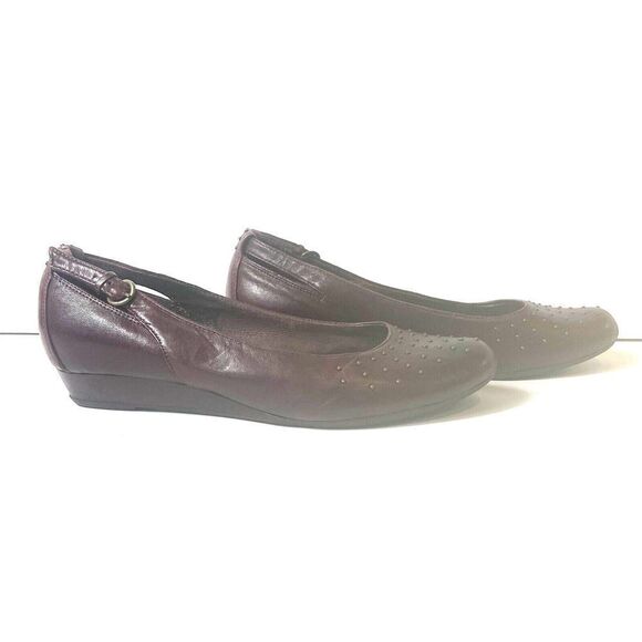 Indigo by Clarks Burgundy Leather Slip On Ballet Flats Womens 8 M Comfort Casual - Picture 3 of 14